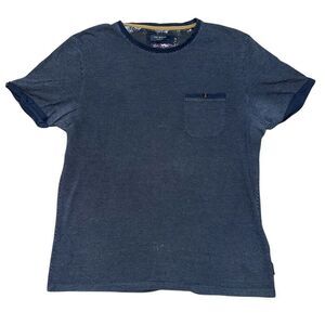 TED BAKER LONDON Men’s Roll Back Sleeve Navy Dot T-Shirt Size 4